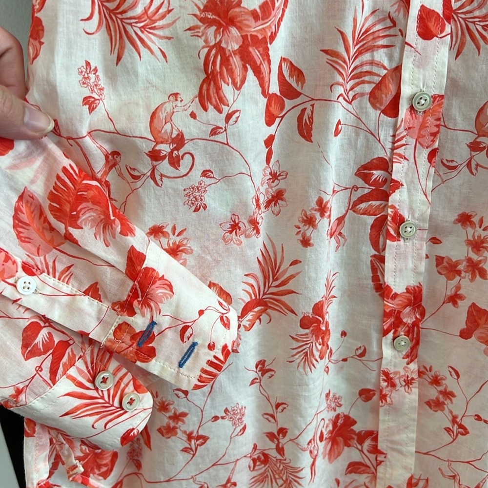 NWT Talbots Light Weight Printed Poplin Career Button Up Vacation Blouse Top, S - Picture 4 of 7